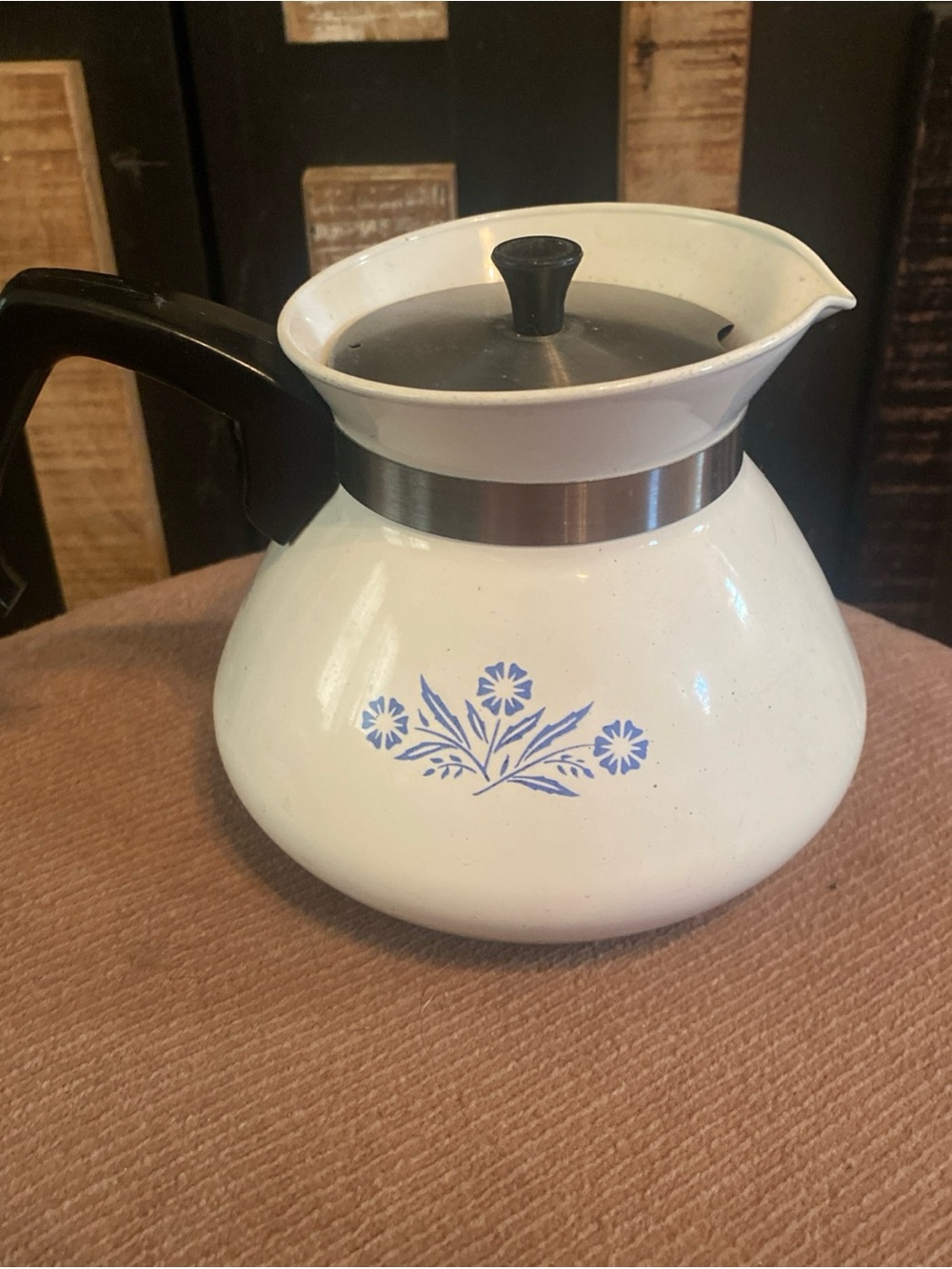 Vintage Corning Ware Blue Cornflower 6 Cup Teapot P-104 Lid 70s Stovetop Kettle